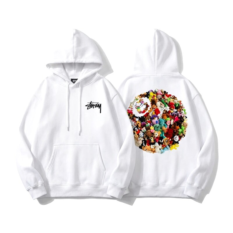 Stussy cartoon - patterned white hoodie