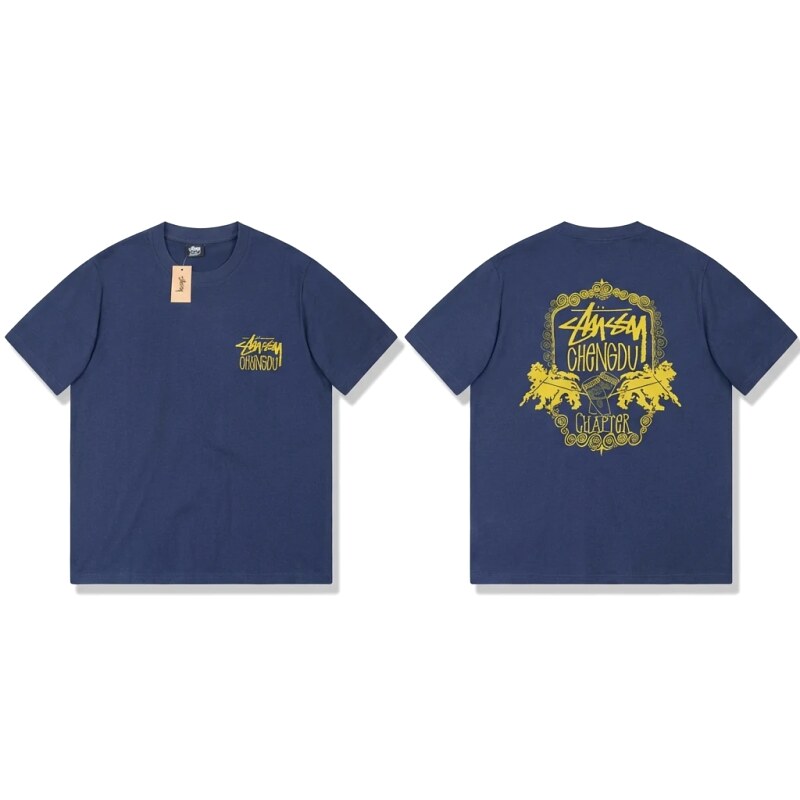 Stussy Chengdu Series Deep Blue Trendy T-shirt