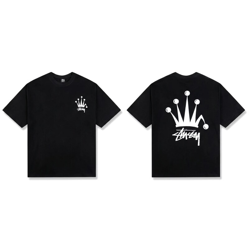 Stussy Crown Trendy and Cool Style Black T-shirt