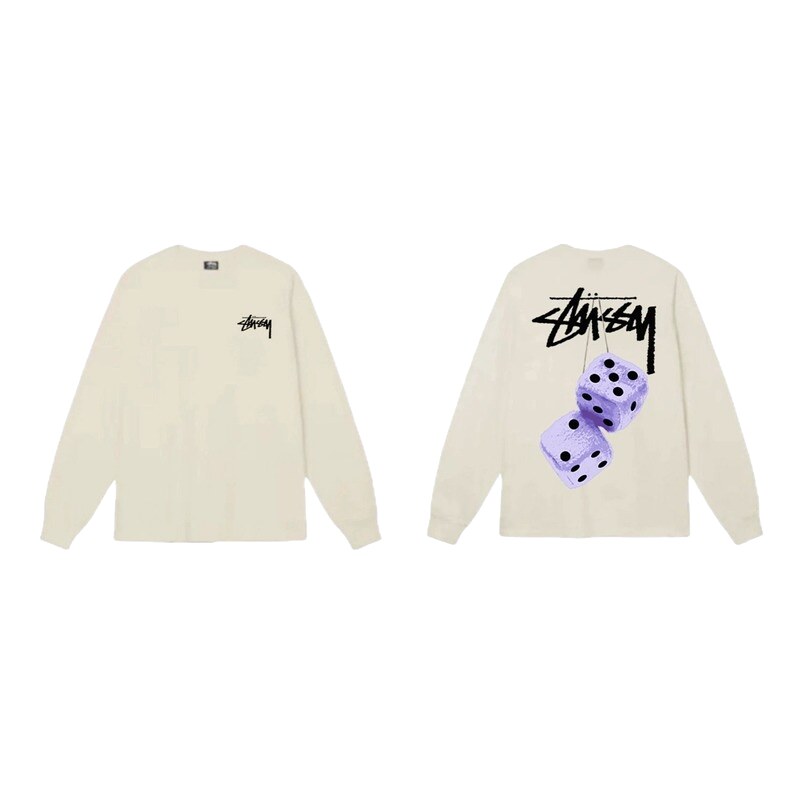 Stussy Dice Print Off-white Long-sleeve Shirt