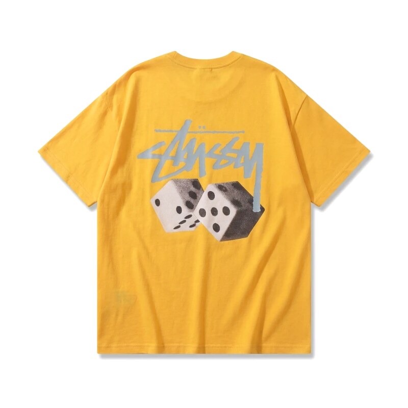 Stussy Dice Print Trendy Brand Yellow T-shirt