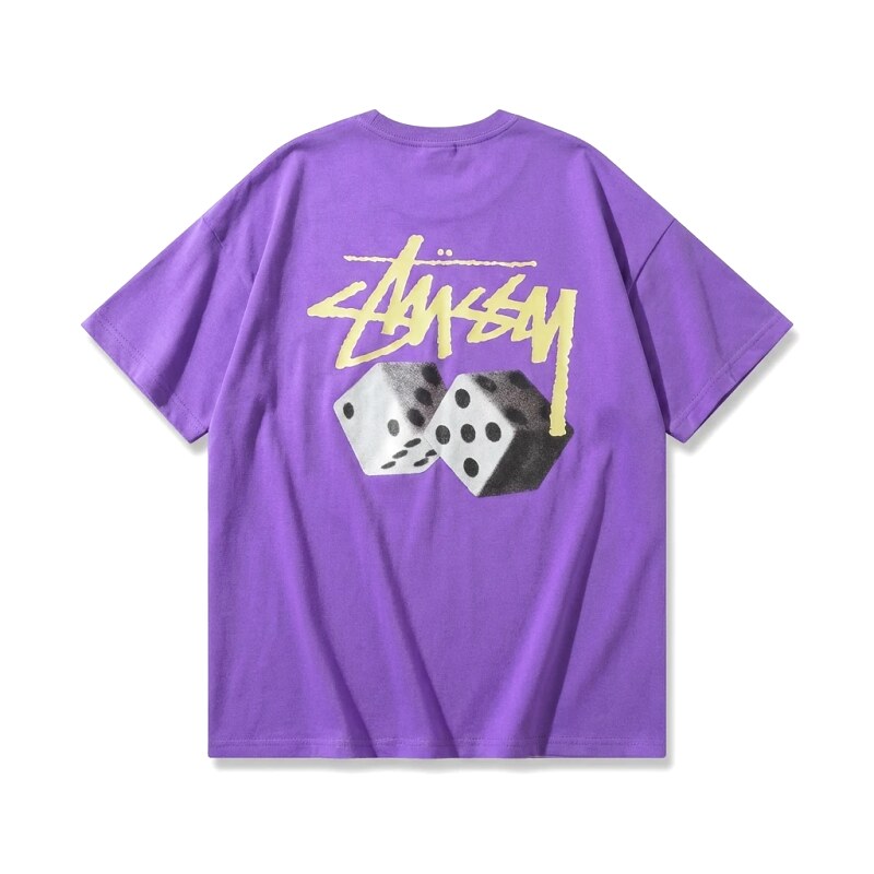 Stussy Dice Print Trendy Purple T-shirt