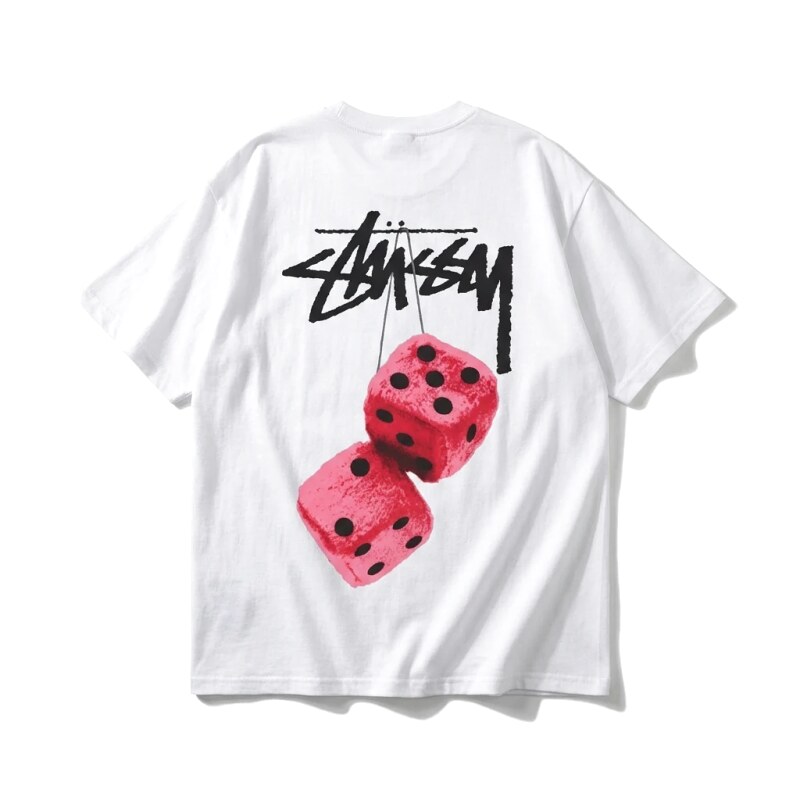 Stussy Dice Print White T-Shirt