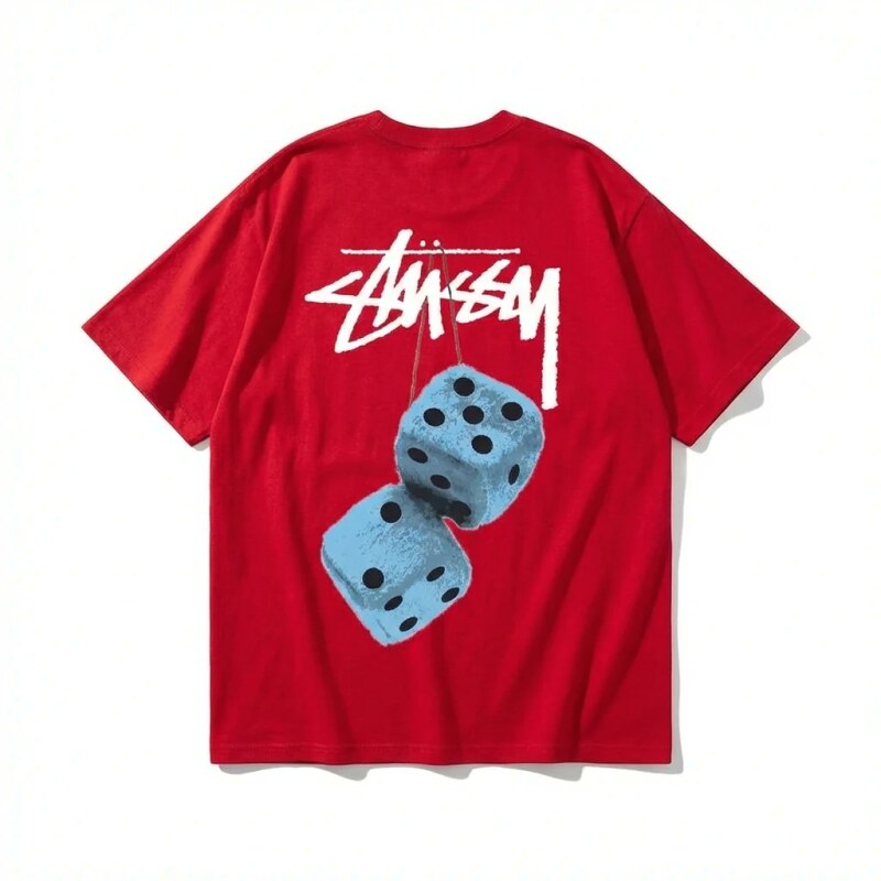 Stussy Dice Trend Brand Red T-shirt