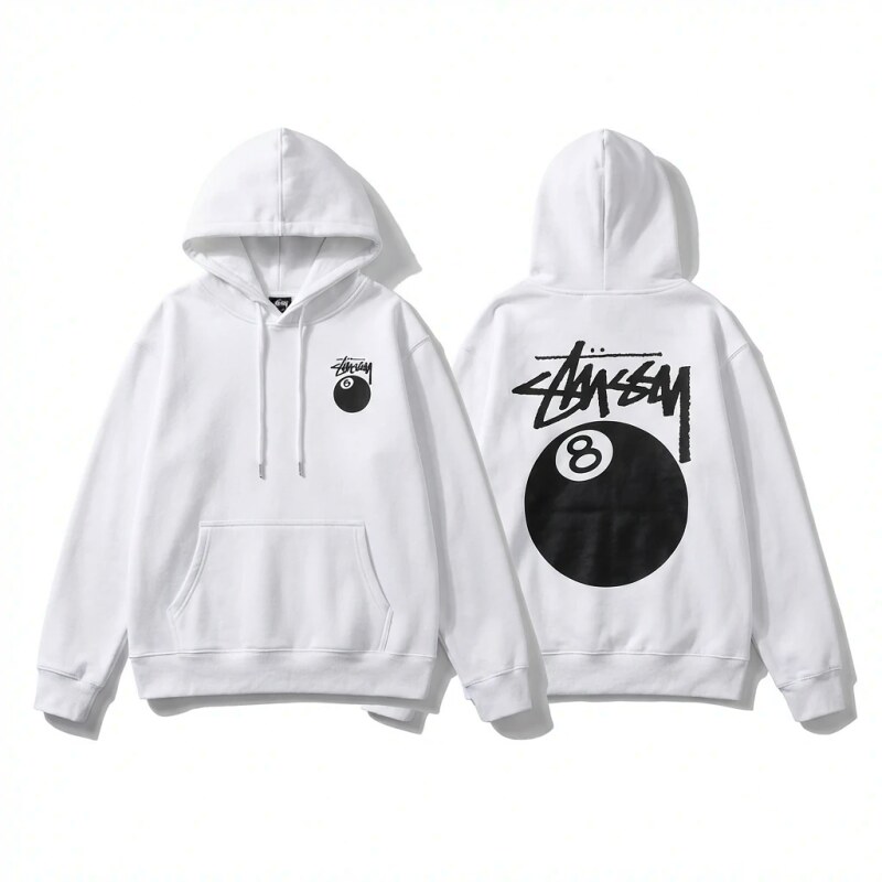 Stussy Eight Ball Series White Streetwear Hoodie
