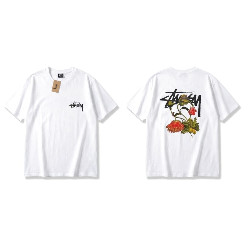 Stussy Floral Print White T-Shirt