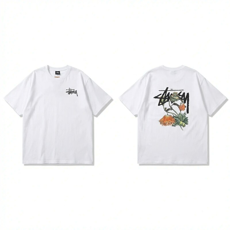 Stussy Floral Print White T-shirt