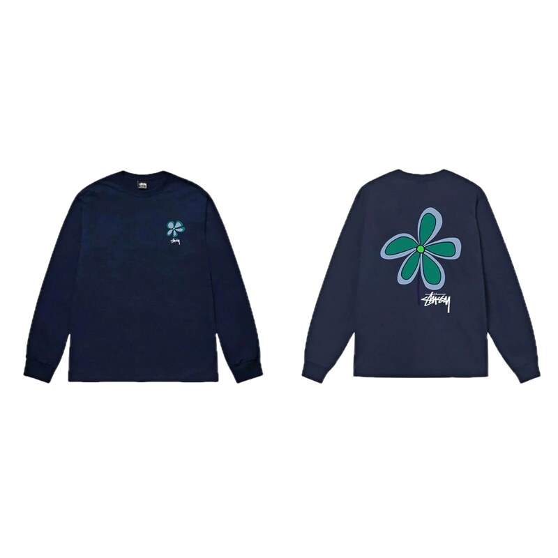 Stussy Floral Series Casual Style Navy Long-Sleeve