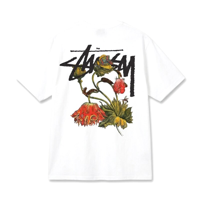 Stussy floral-style white T-shirt