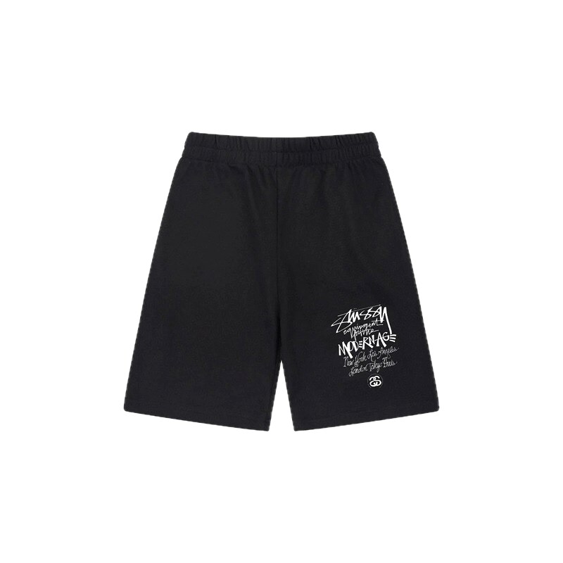 Stussy graffiti-style black shorts