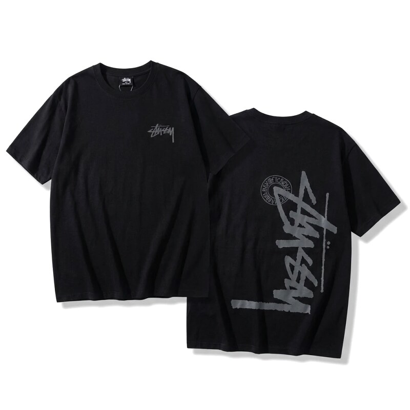 Stussy graffiti-style black T-shirt