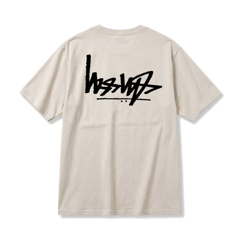 Stussy graffiti-style light gray T-shirt