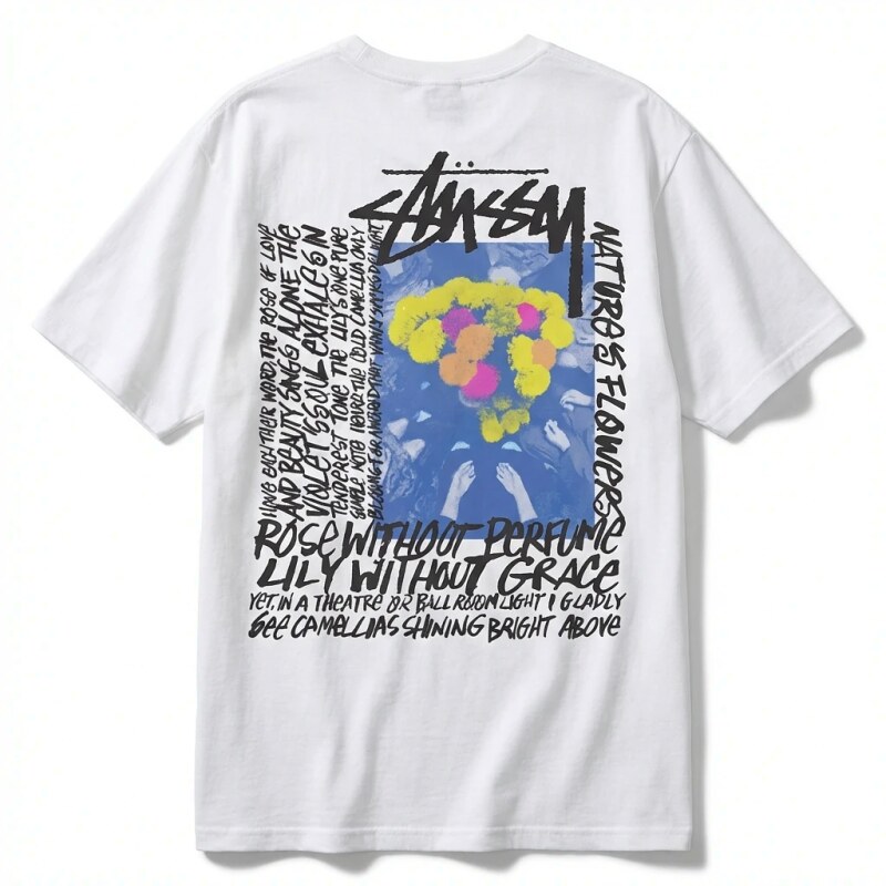 Stussy graffiti-style white T-shirt