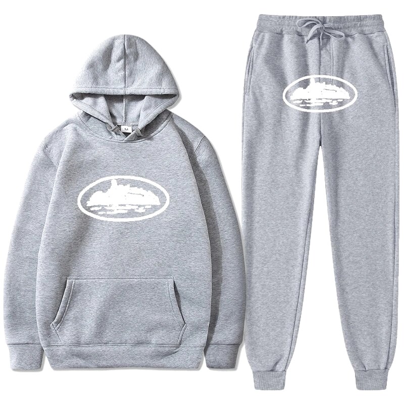 Stussy Light Gray Tracksuit Set Layered Outfit Logo