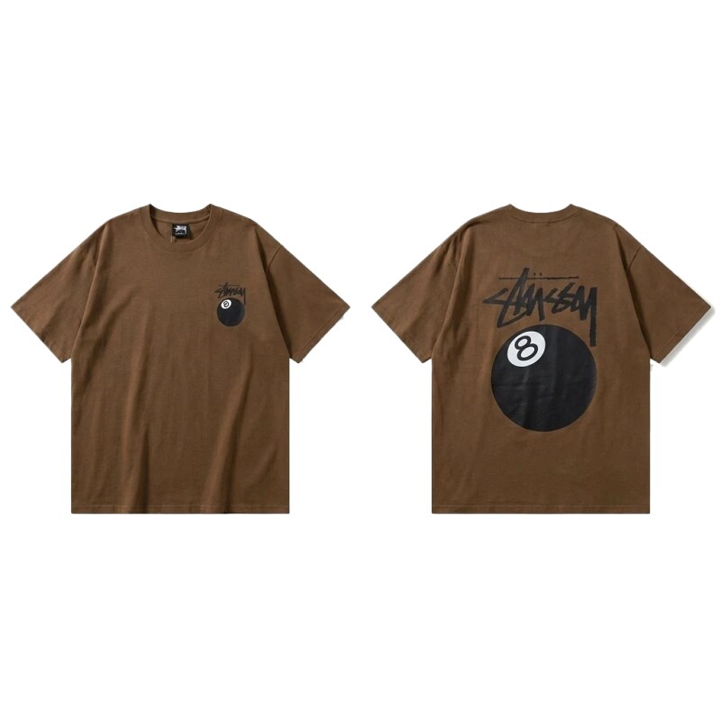 Stussy No.8 Ball Trendy Brown T-shirt