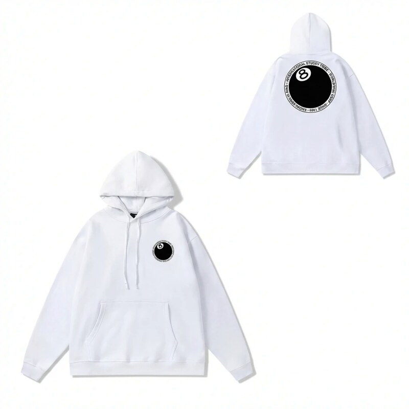 Stussy No.8 Ball White Hoodie