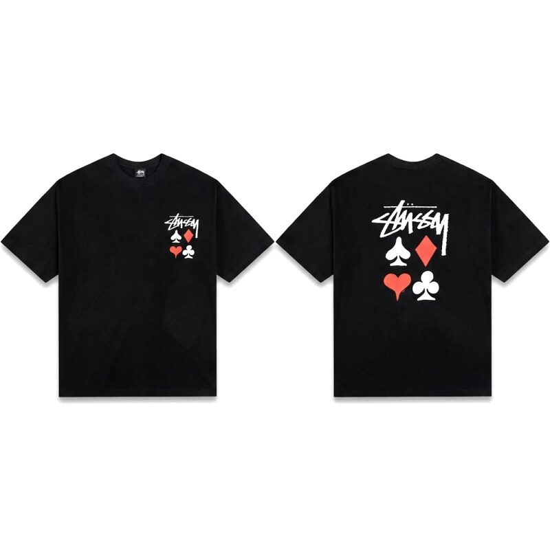Stussy playing card style black T-shirt