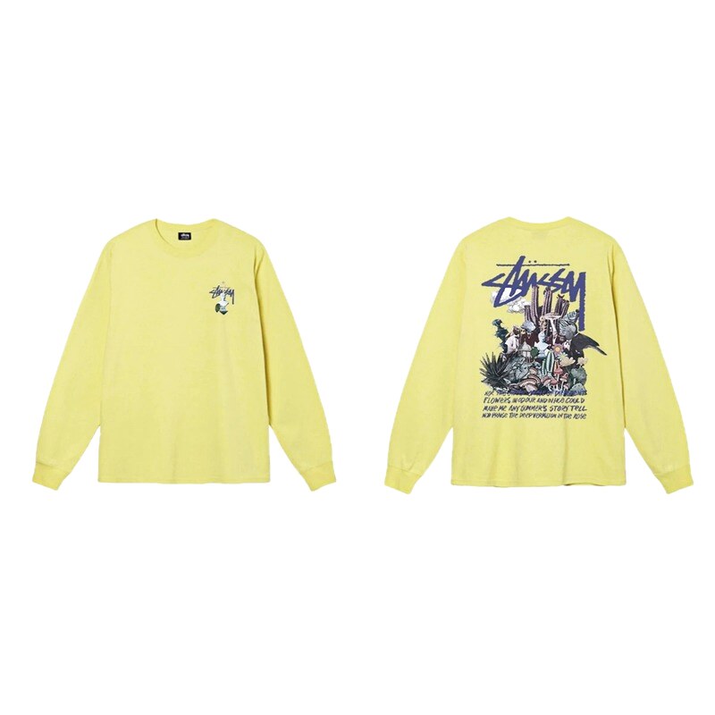 Stussy printed trendy brand style yellow long-sleeve