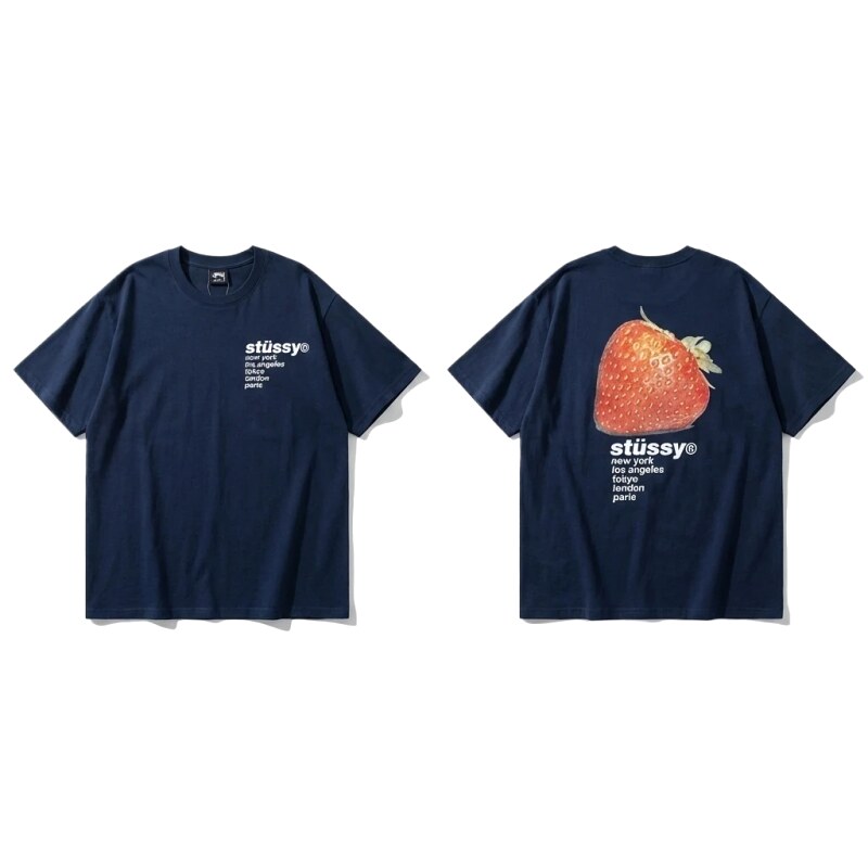 Stussy Strawberry Print Style T-shirt