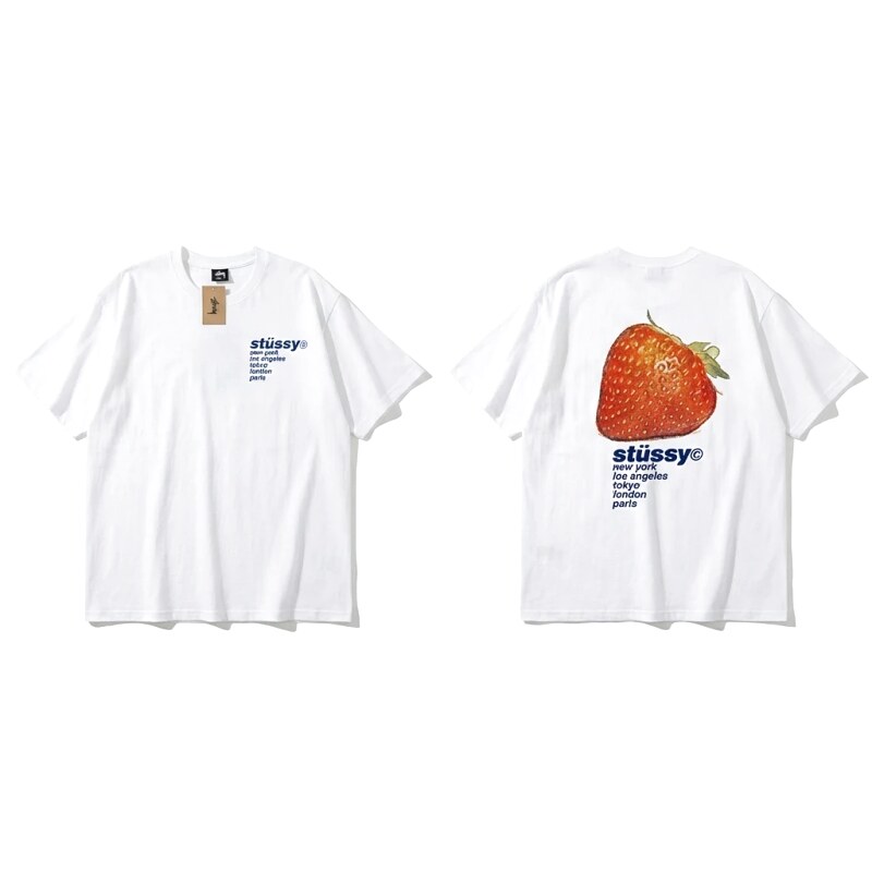 Stussy Strawberry Print White T-shirt