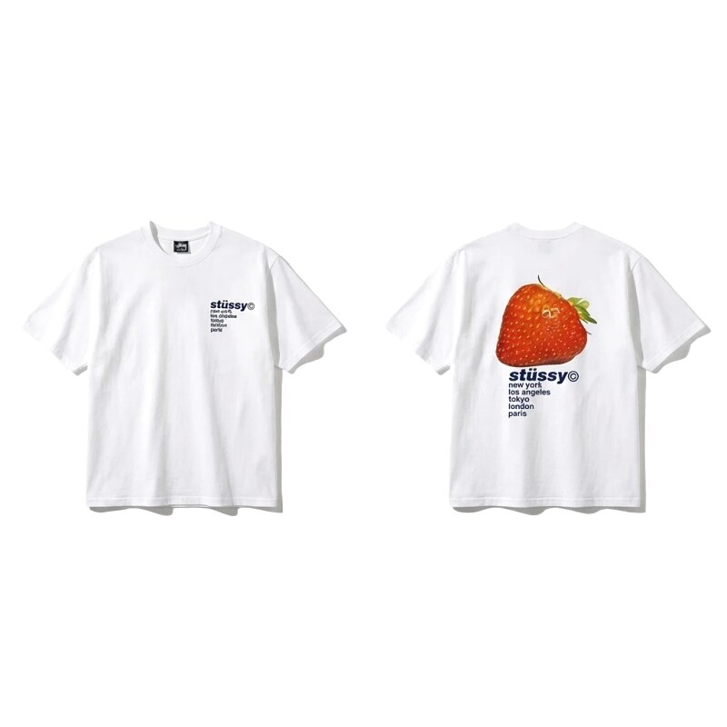 Stussy Strawberry Print White T-shirt