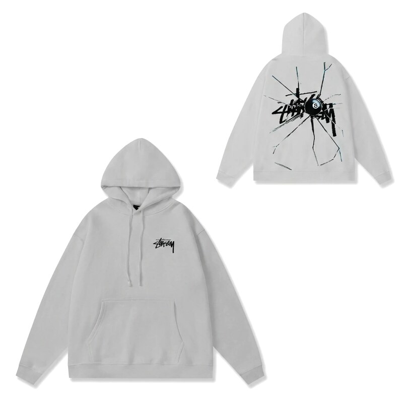 Stussy trendy and cool light gray hoodie
