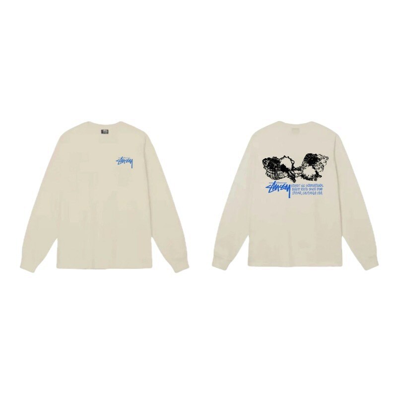 Stussy Trendy and Cool Style Off-white Long-sleeved Shirt