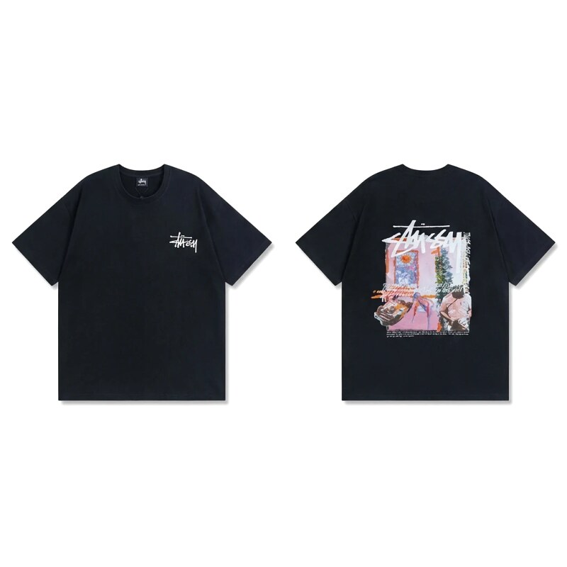 Stussy trendy style black T-shirt