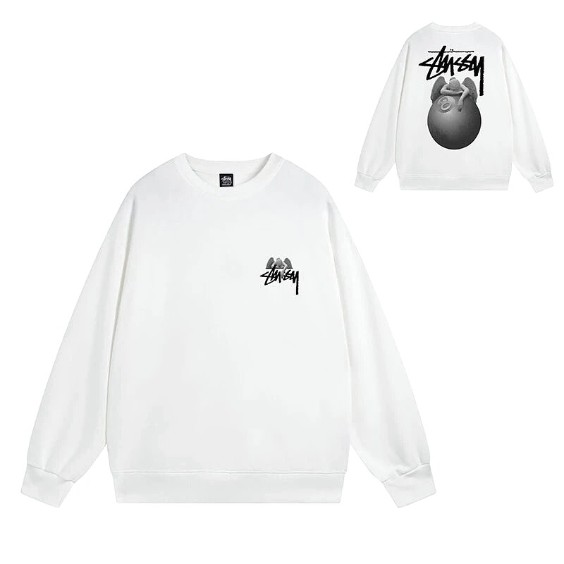 Stussy White Style 538 Graphic SweatShirt Relaxed Styling