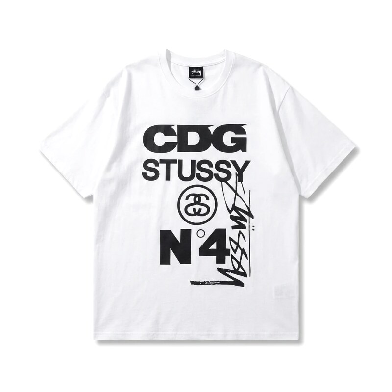Stussy x CDG collaboration white T-shirt