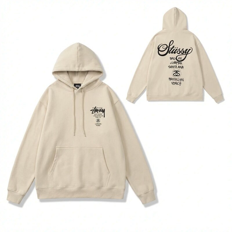 Stussy's simple and casual style off-white hoodie