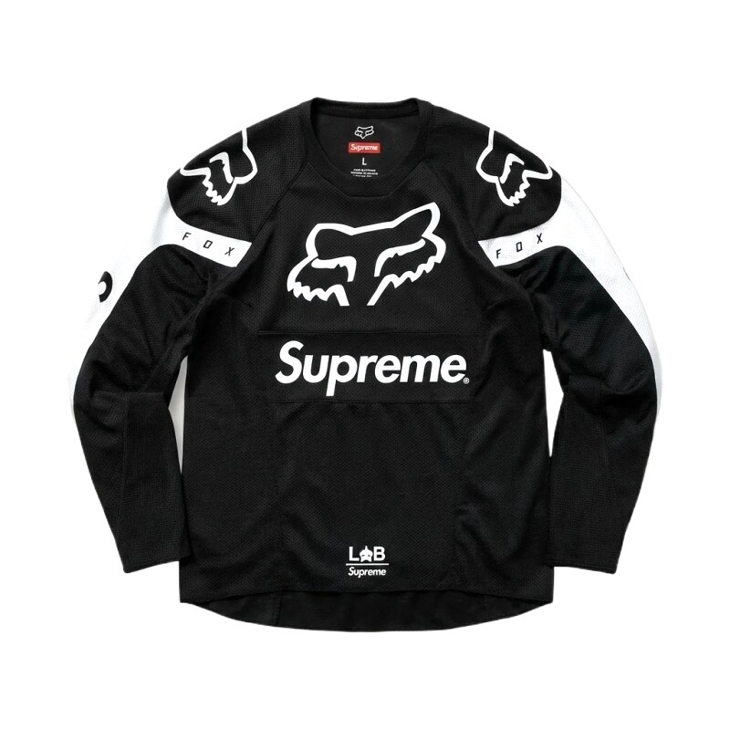 Supreme black and white trendy long-sleeved shirt