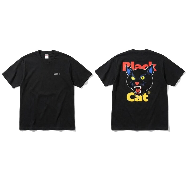 Supreme Black Cat Trendy and Cool Style Short-sleeve Shirt