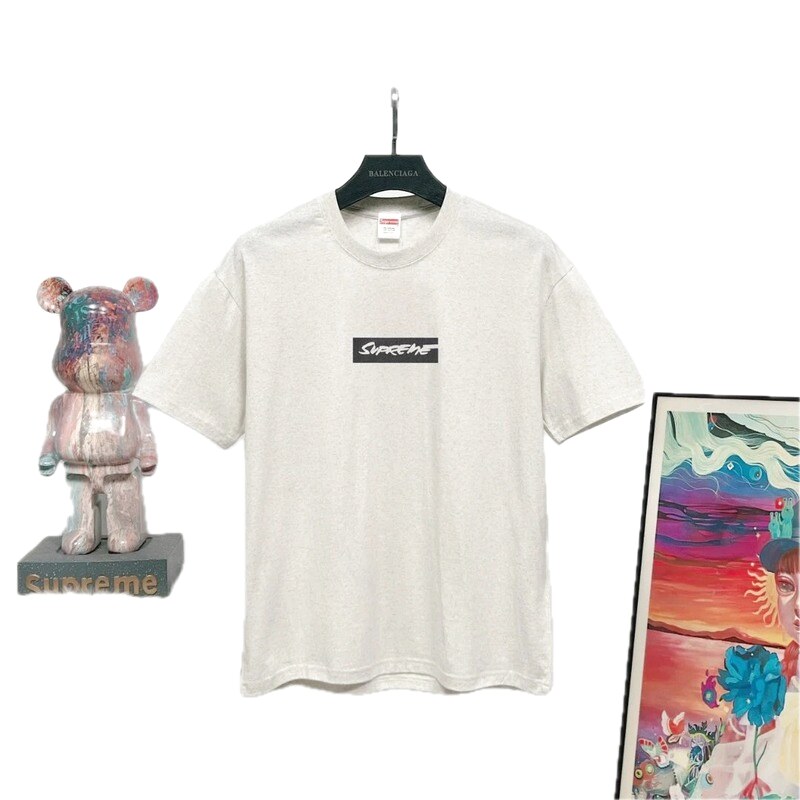 Supreme BoxLogo Street Style Light Heather Grey T-Shirt