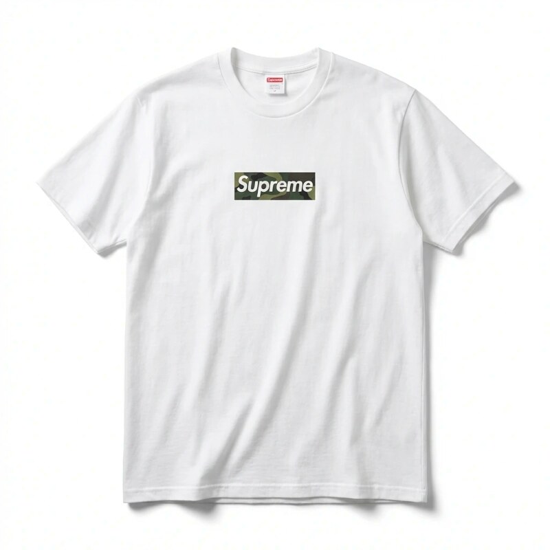 Supreme Camouflage Simple White T-shirt