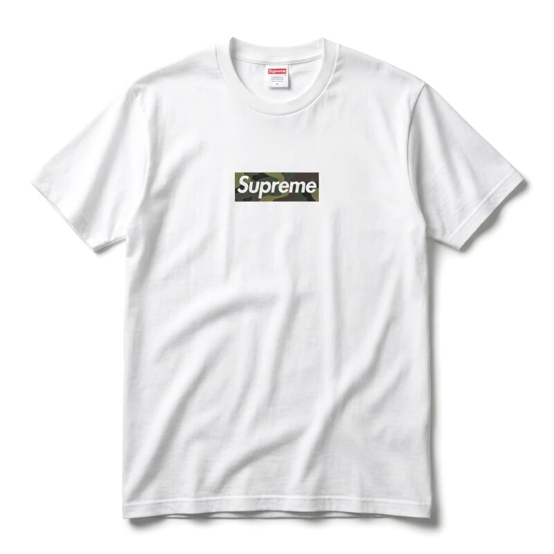 Supreme camouflage-style white T-shirt