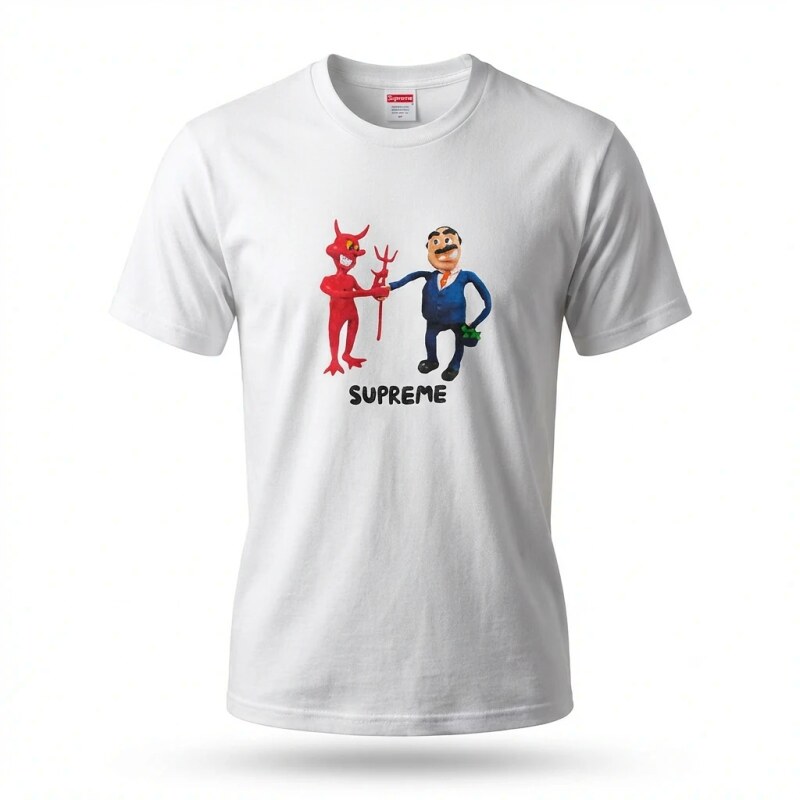 Supreme cartoon print white T-shirt