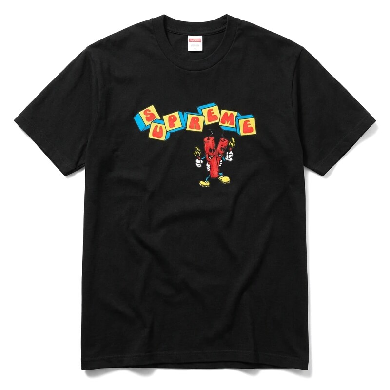 Supreme Cartoon Square Style Black T-shirt