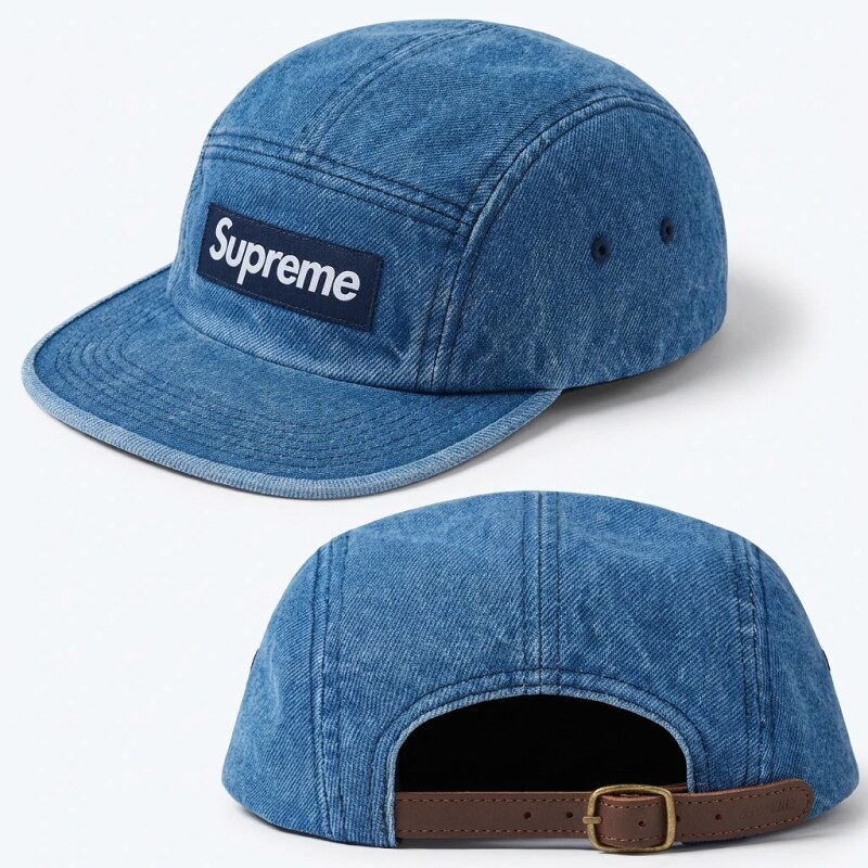 Supreme denim-style blue cap