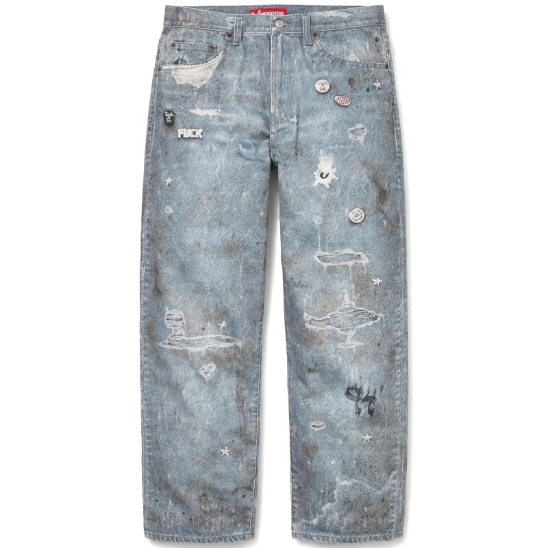 Supreme distressed light blue jeans