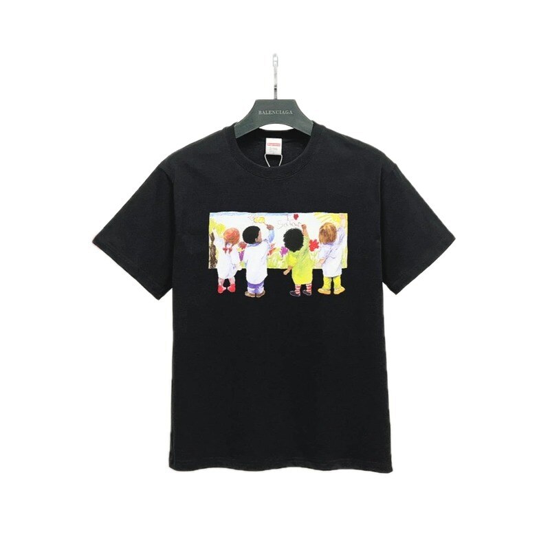 Supreme Kids Print Street Style Black T-Shirt