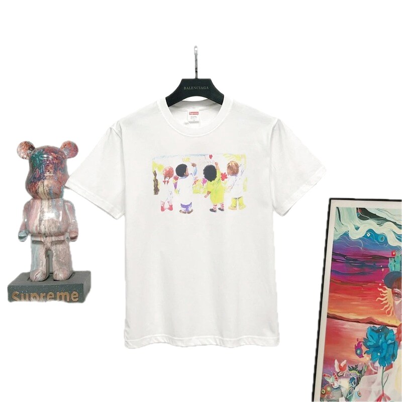 Supreme Kids Print Street Style White T-Shirt