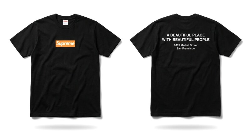 Supreme orange printed trendy and cool short-sleeved shirt