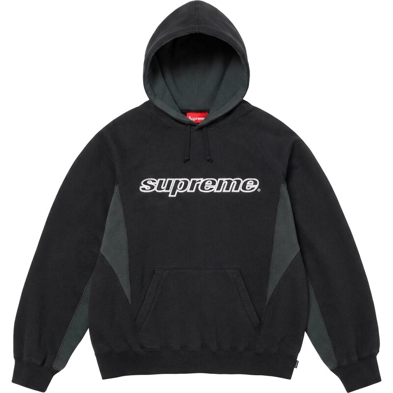 Supreme patchwork-style black hoodie