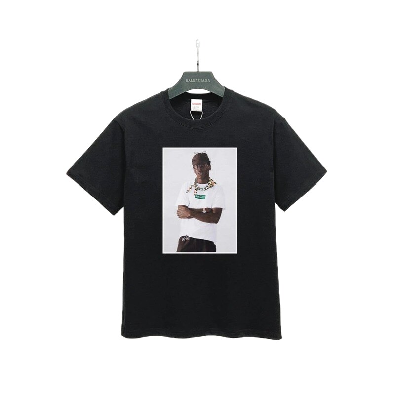Supreme Portrait Print Street Style Black T-Shirt