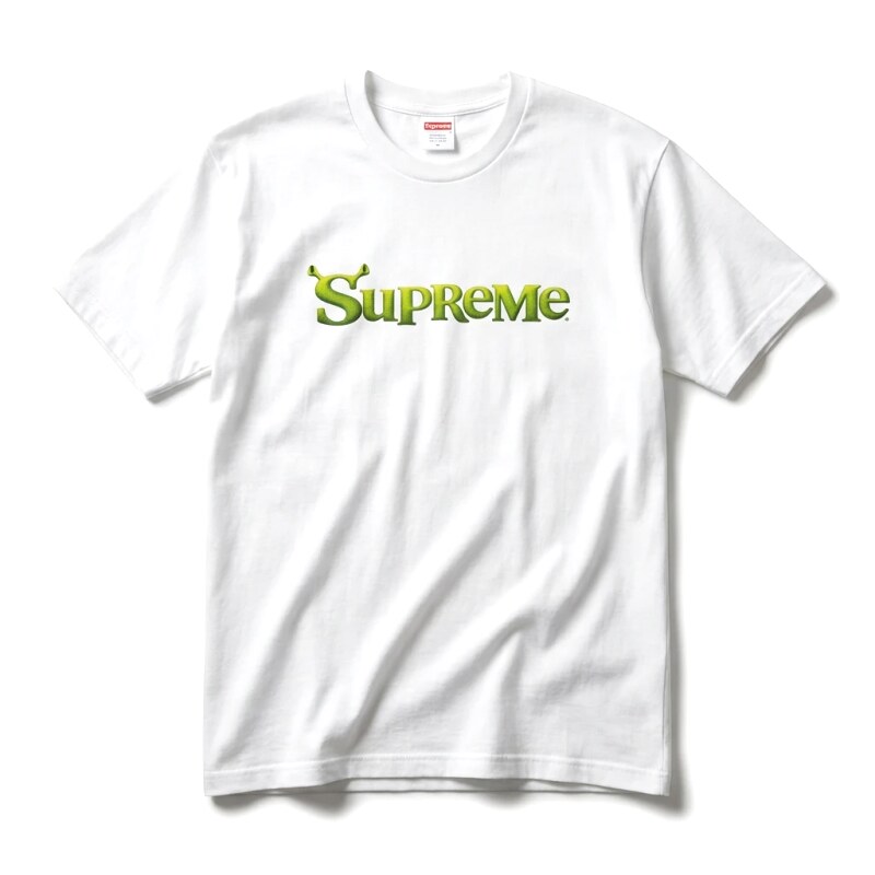 Supreme-printed trendy and cool white T-shirt