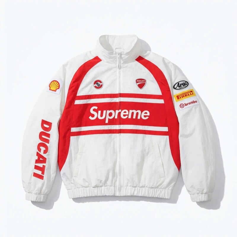 Supreme Red and White Racing Style Jacket