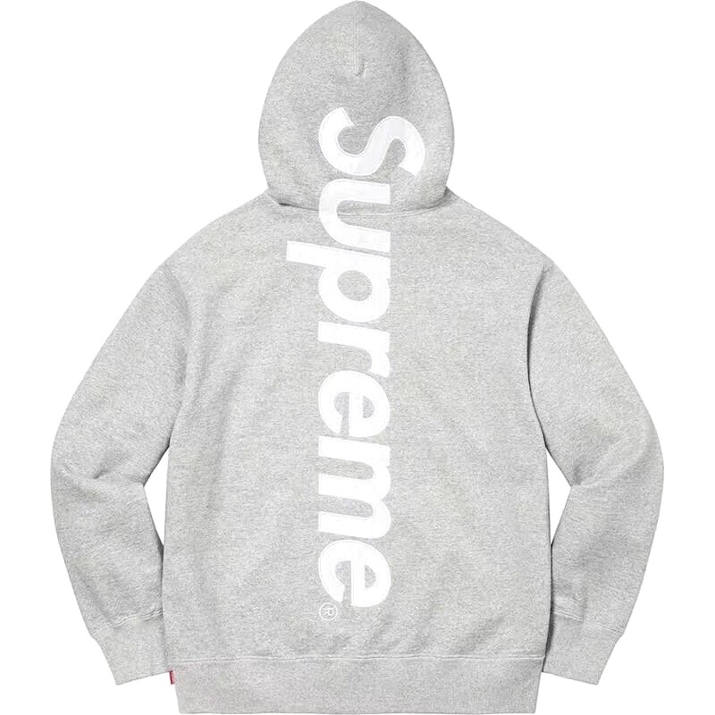 Supreme Relaxed Logo hoodie Gray Red Oversized with Designer-Inspired Detail