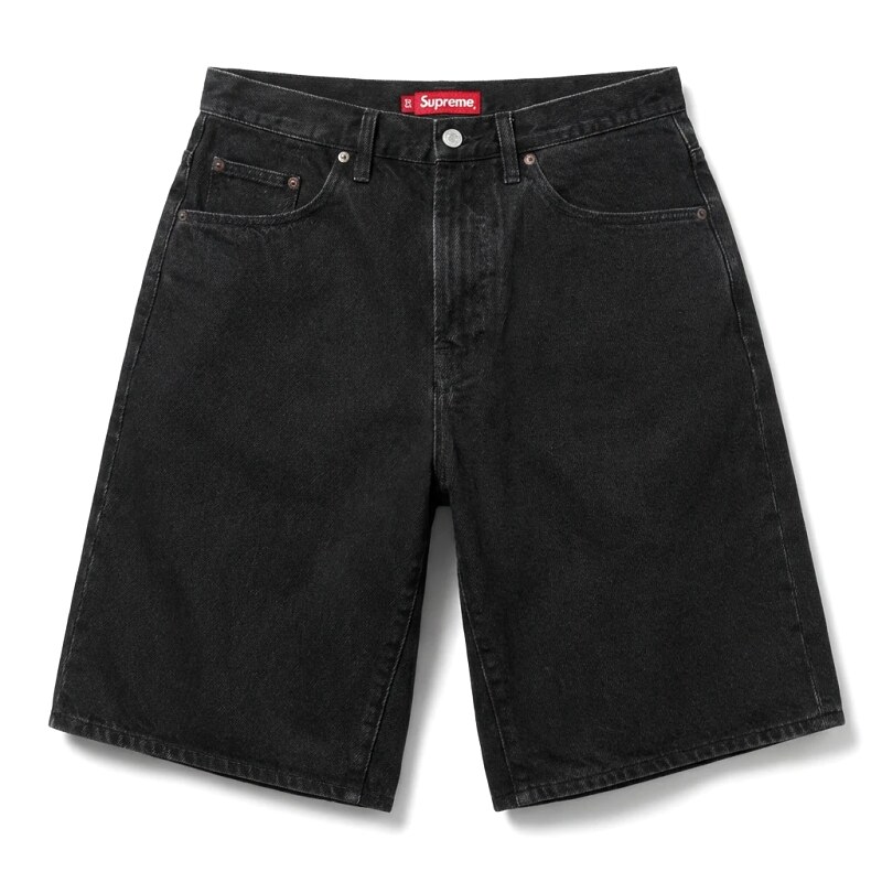Supreme retro-style black denim shorts