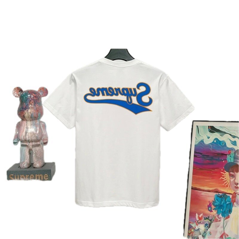 Supreme Reverse Logo Printed Street Style White T-Shirt